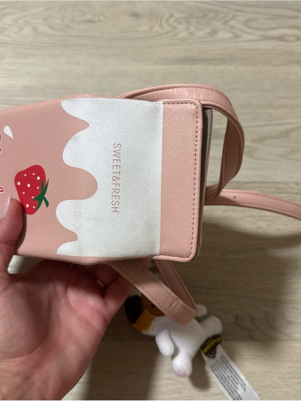 STRAWBERRY MILK Carton Purse Bag Tote Crossbody Shoulder Pink Strap White Pastel
